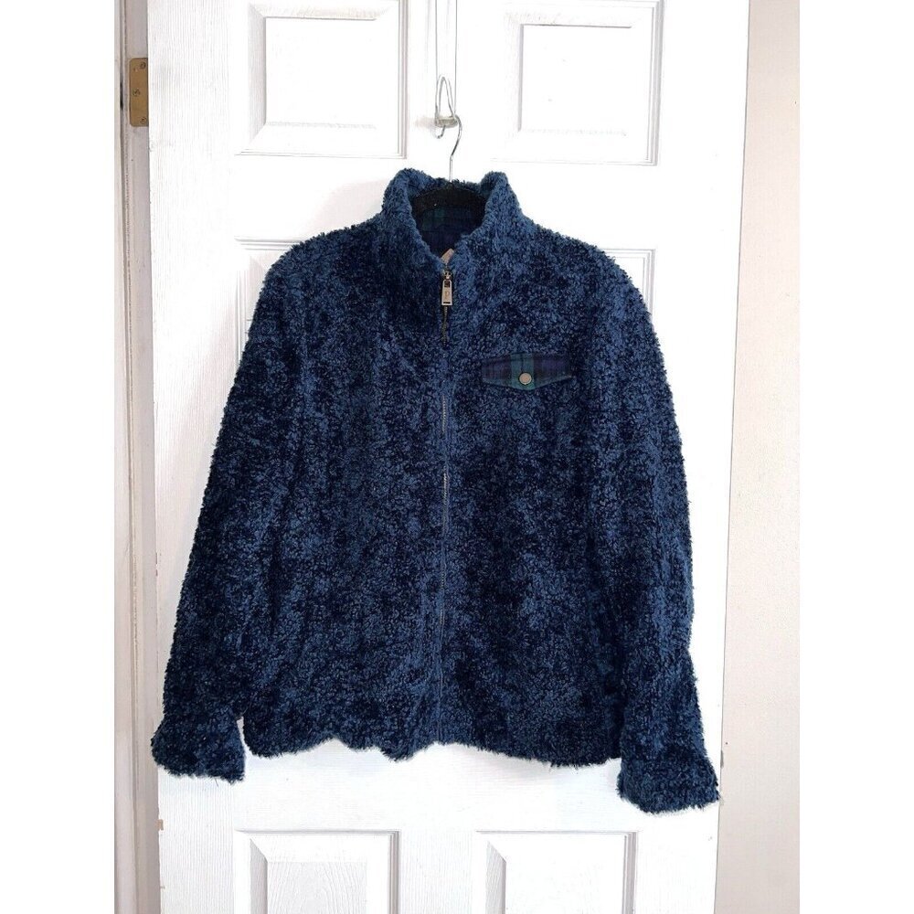 PENDLETON Womens Jacket Full Zip Blue Sherpa Jacket with Pocket Collared